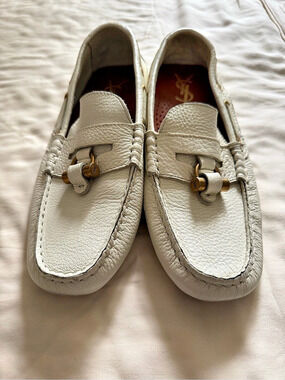 Saint Laurent Driving Loafers Leather in White
